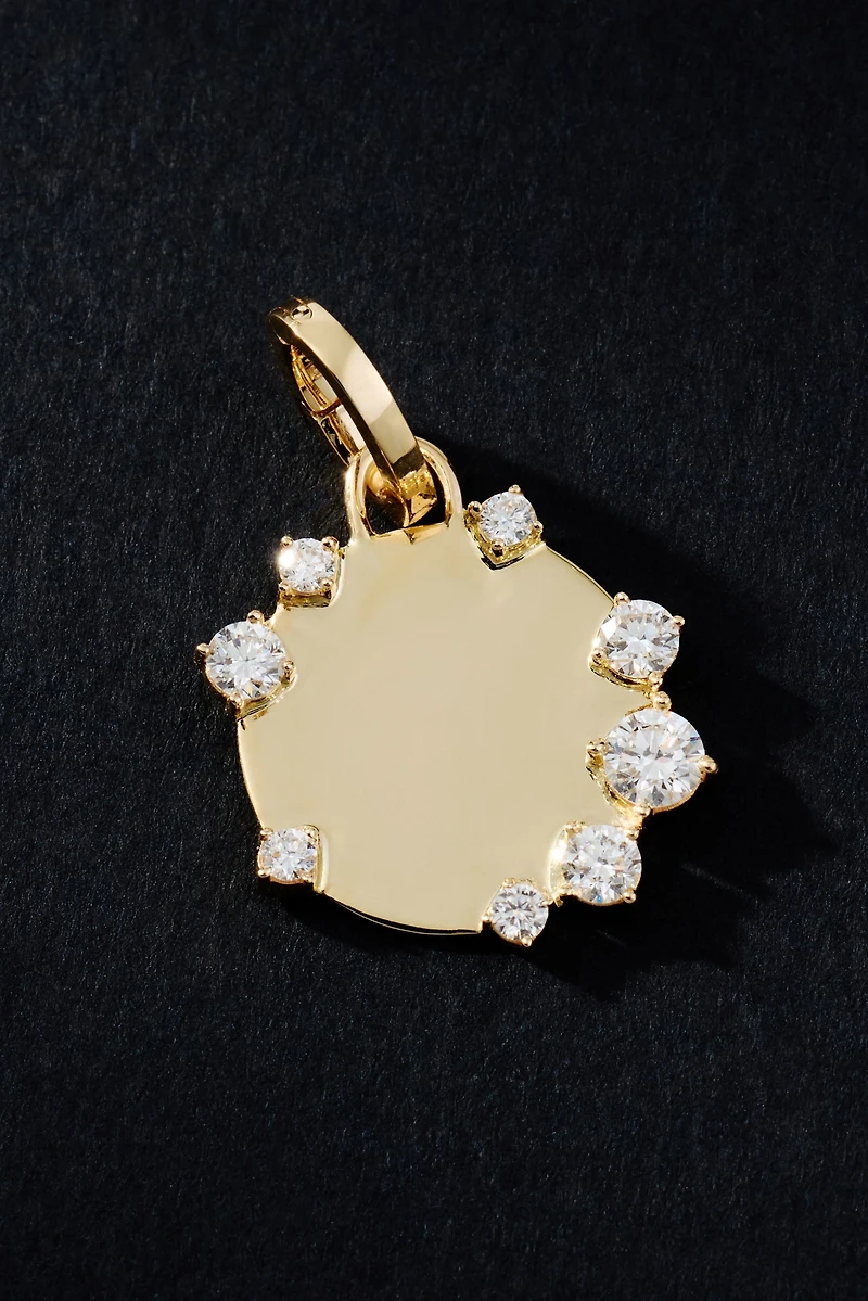 Adina Reyter Diamond Round Dog Tag Hinged Charm