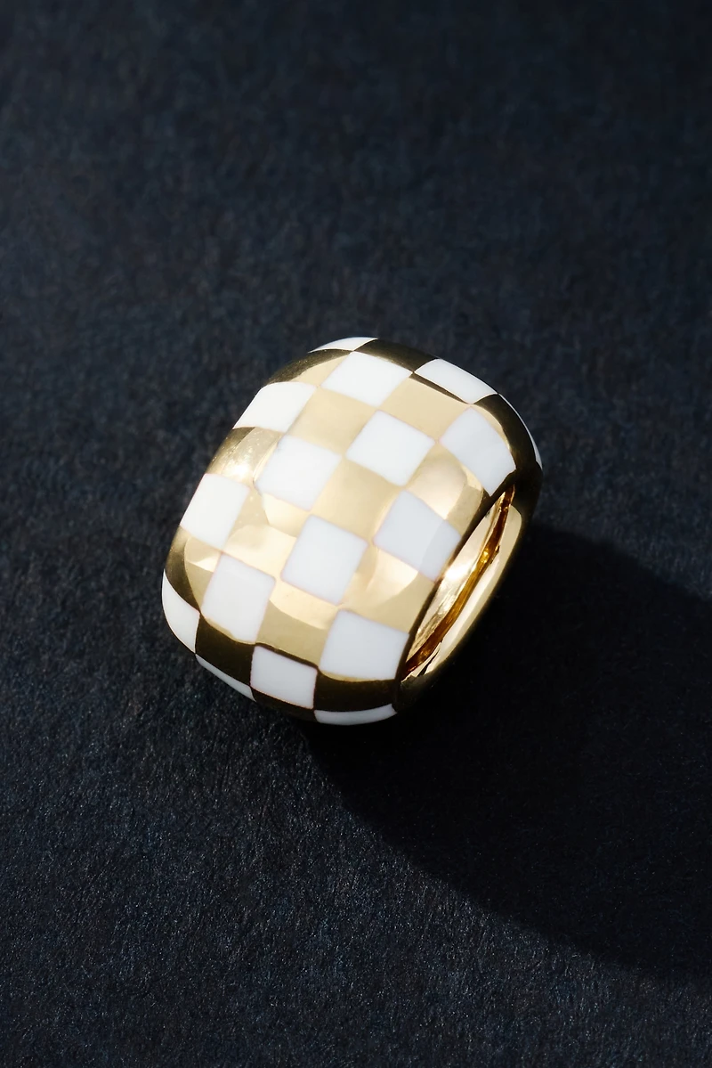 Adina Reyter White Ceramic Checkerboard Big Bead