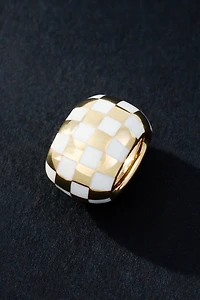 Adina Reyter White Ceramic Checkerboard Big Bead