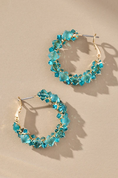 Stone Cluster Hoop Earrings