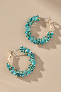 Stone Cluster Hoop Earrings