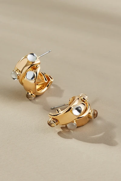 Stone Dot Curved Earrings