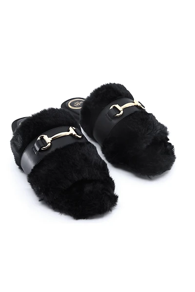 Solei Sea Hanni Faux Fur Horsebit Slippers