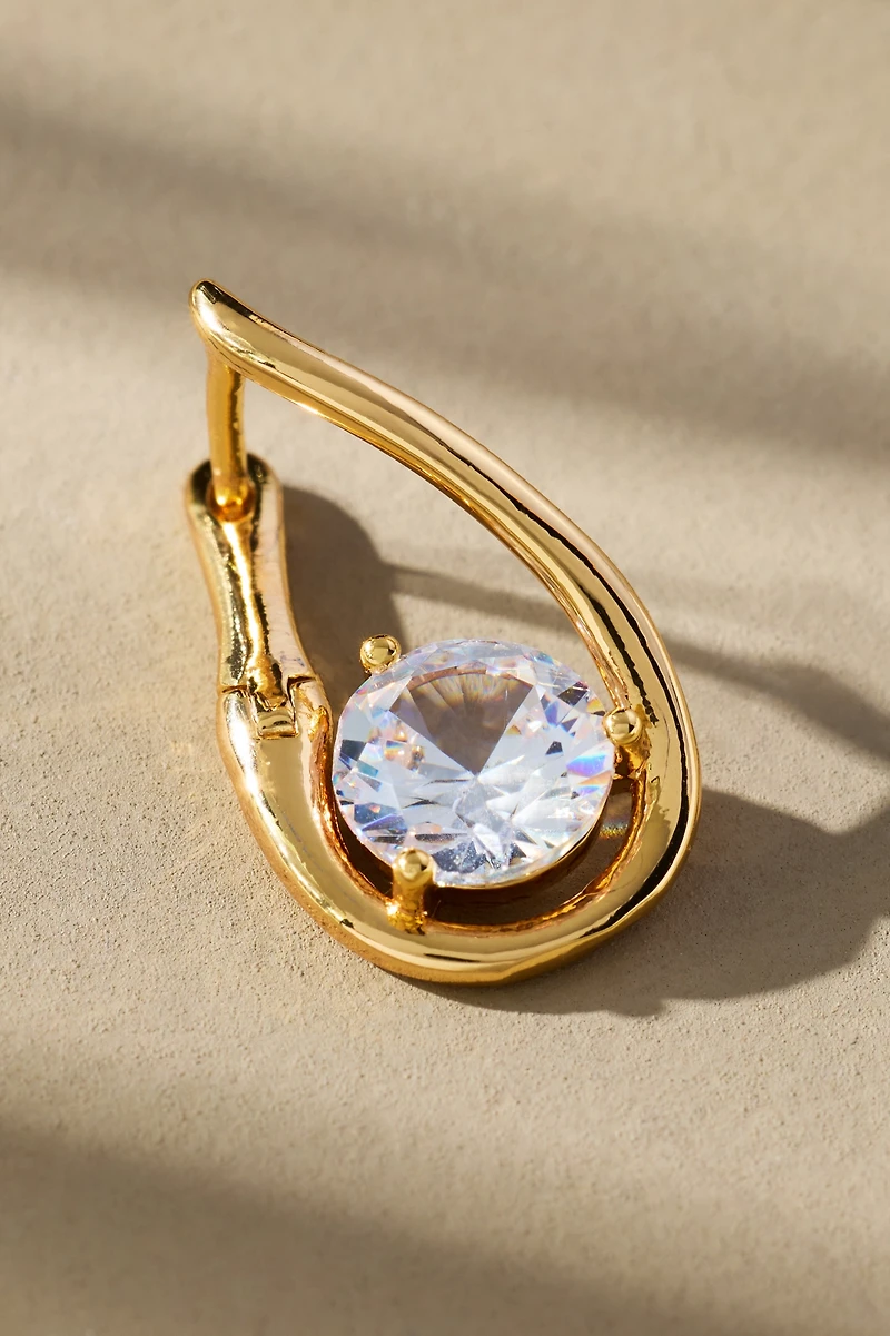 Looped Stone Huggie Hoop Earrings