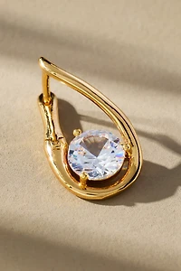 Looped Stone Huggie Hoop Earrings