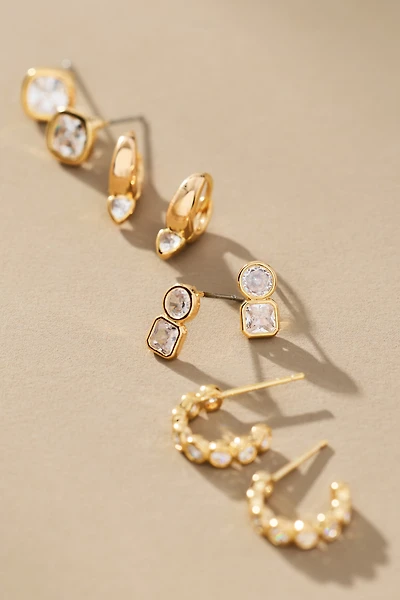 Round Crystal Earrings, Set of 4