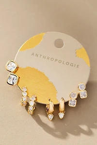 Round Crystal Earrings, Set of 4