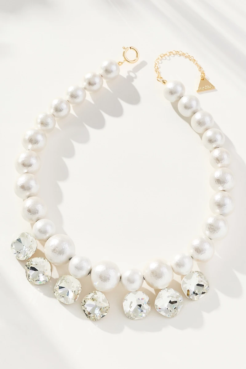 Crystal & Pearl Beaded Collar Necklace