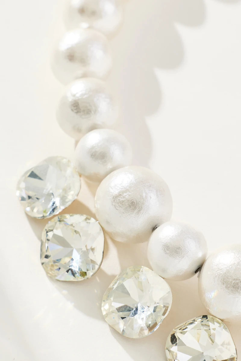 Crystal & Pearl Beaded Collar Necklace
