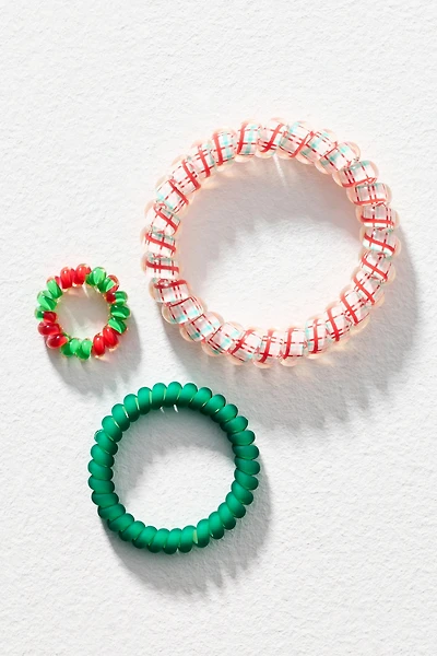 TELETIES Holiday Coil Hair Ties, Set of 3