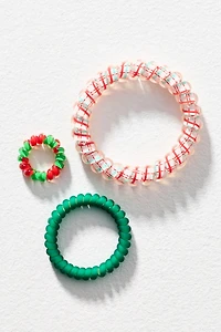 TELETIES Holiday Coil Hair Ties, Set of 3