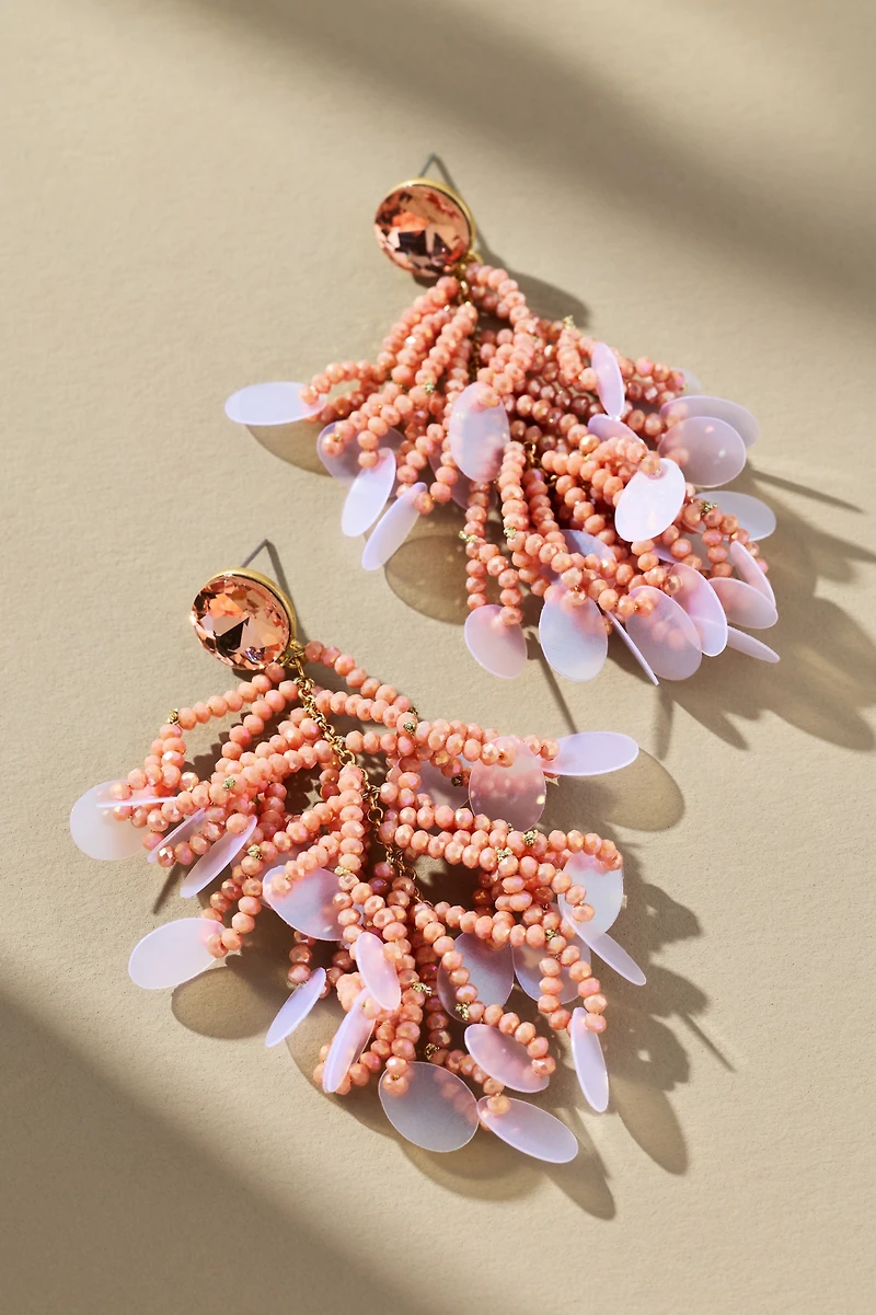 Colorful Beaded Sequin Fringe Earrings