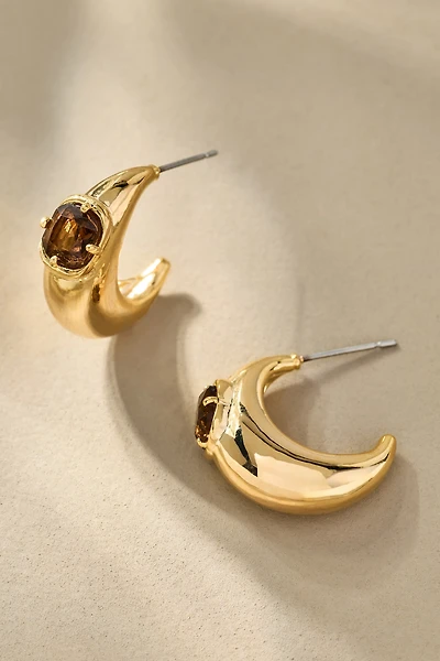 Crystal Stone Hoop Earrings