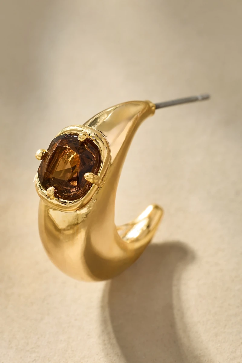 Crystal Stone Hoop Earrings