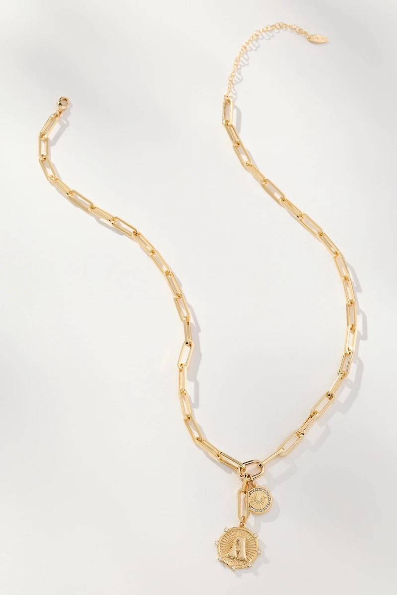 Monogram Coin Pendant Necklace