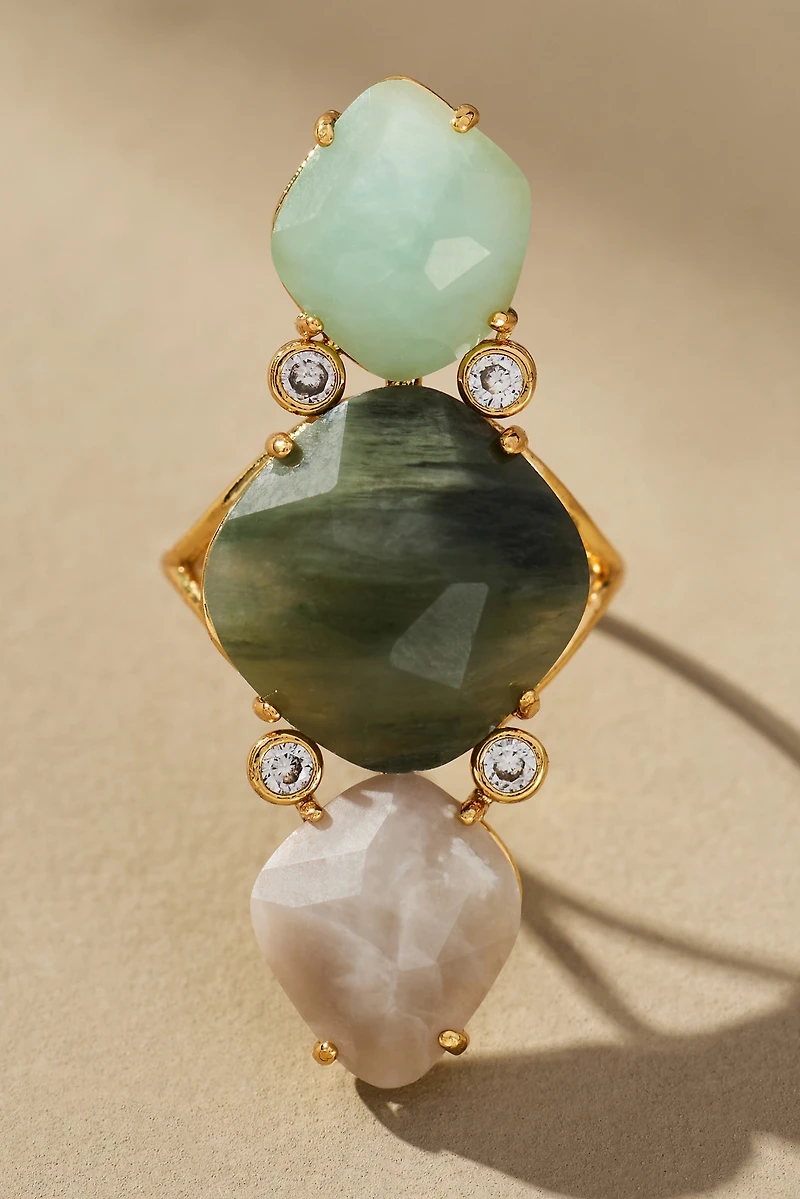 Triple Stone Glitzy Cocktail Ring