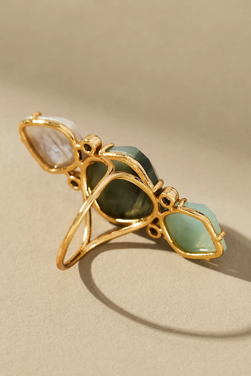 Triple Stone Glitzy Cocktail Ring
