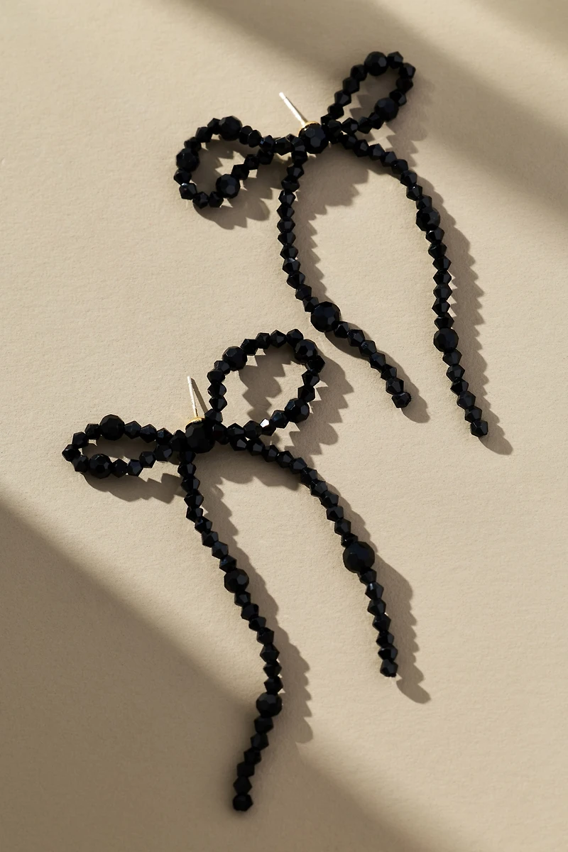 Beaded Bow Statement Earrings