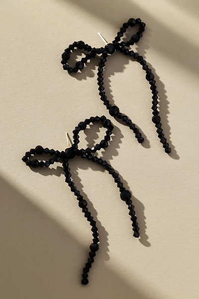 Beaded Bow Statement Earrings