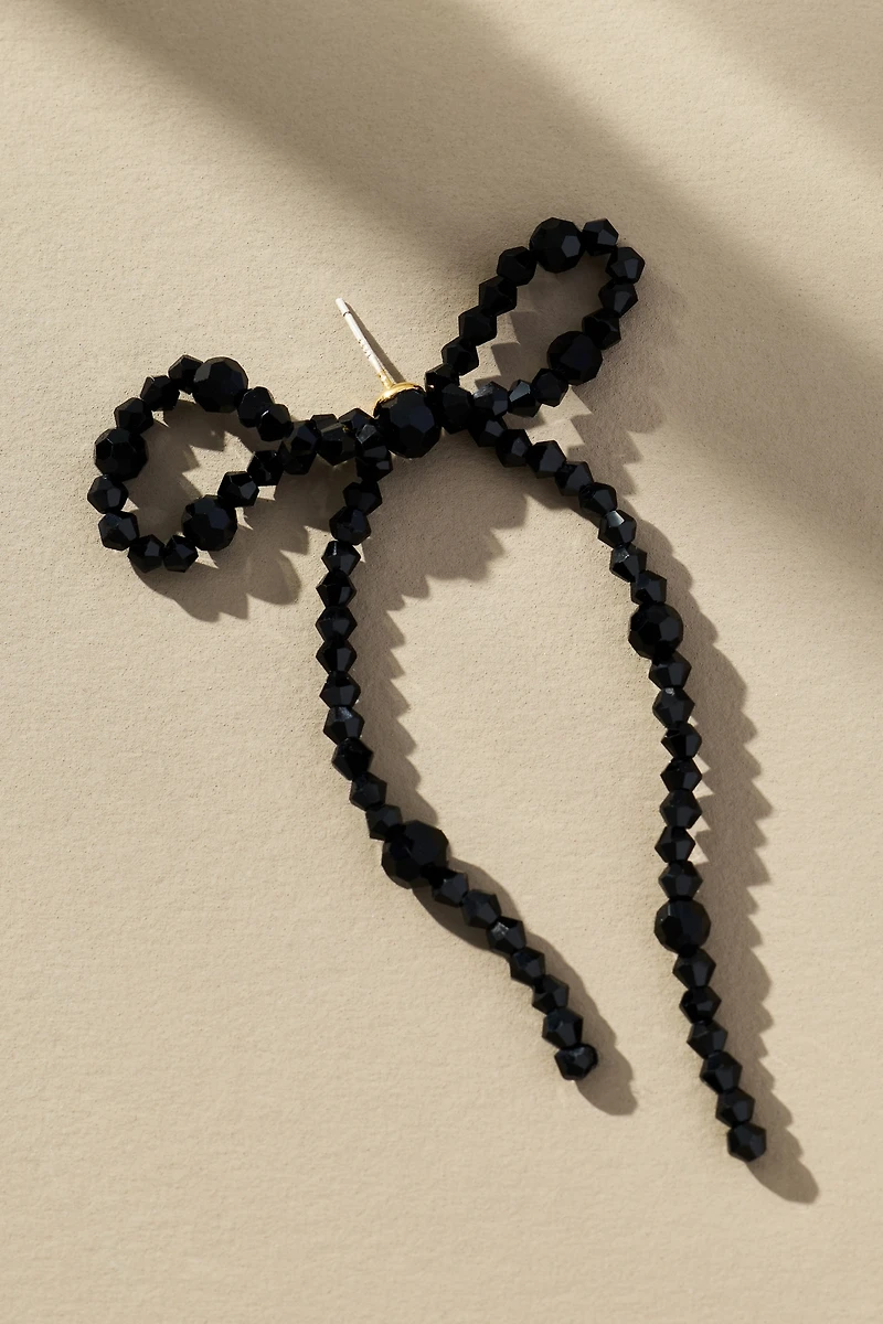 Beaded Bow Statement Earrings