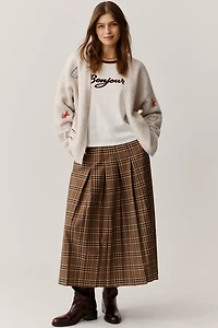 Flat White Girl Dinner Embroidered Cardigan Sweater