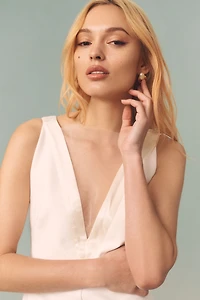 BHLDN Crepe V-Neck Mini Dress