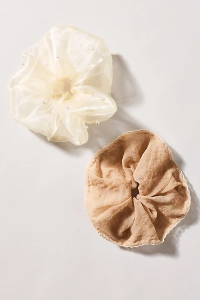 Sheer Embellished Scrunchies, Set of 2