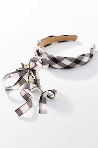 Plaid Headband & Bow Hair Claw Clip Set