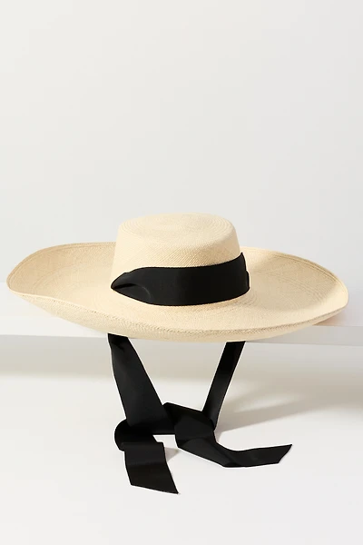 Sensi Studio Ribbon Tie Floppy Straw Hat