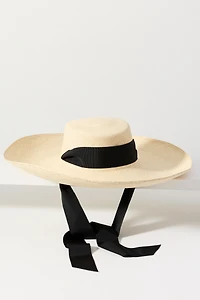 Sensi Studio Ribbon Tie Floppy Straw Hat