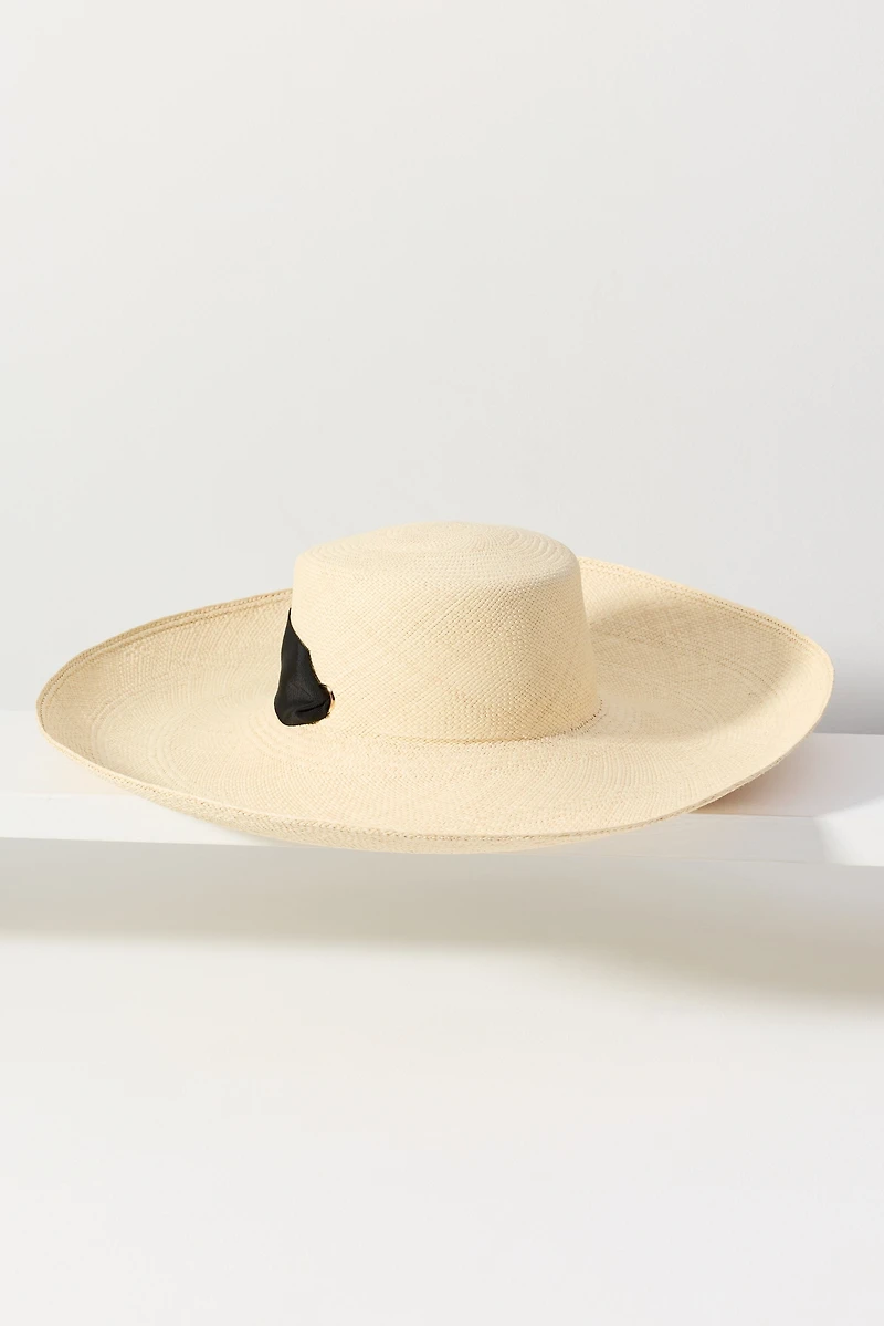 Sensi Studio Ribbon Tie Floppy Straw Hat