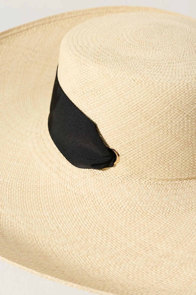 Sensi Studio Ribbon Tie Floppy Straw Hat