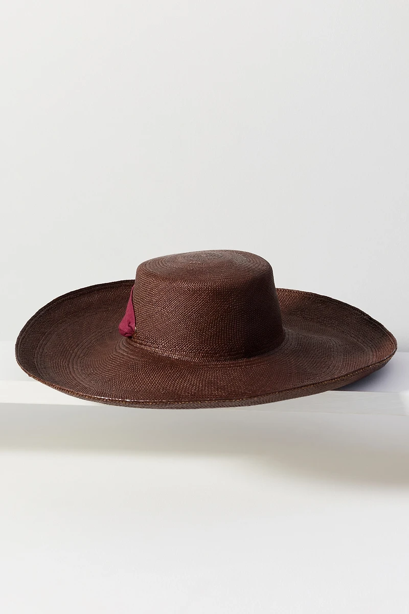 Sensi Studio Wide Ribbon Tie Floppy Straw Hat