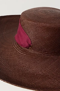 Sensi Studio Wide Ribbon Tie Floppy Straw Hat