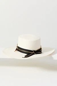 Sensi Studio Zipper Trim Straw Cordovan Hat
