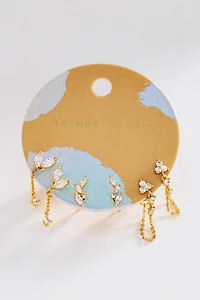 Delicate Crystal Post Earrings, Set of 3