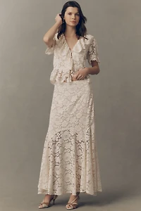 RIXO Jada Lace Maxi Skirt