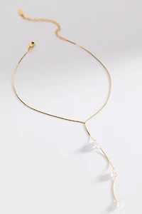 Delicate Crystal Y Necklace