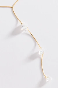 Delicate Crystal Y Necklace
