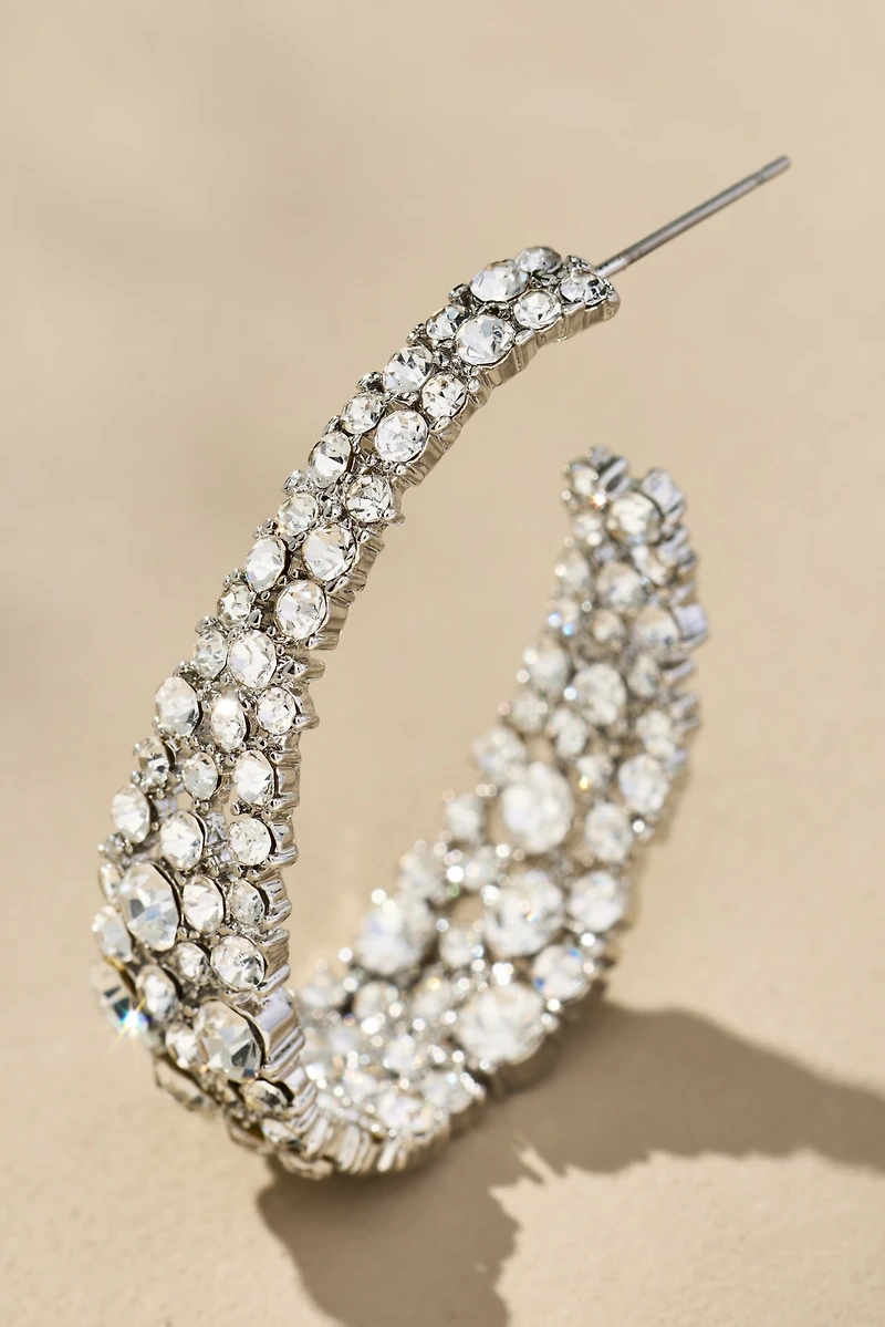 Rhinestone Encrusted Hoop Earrings