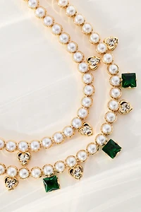 Chunky Layered Pearl & Gem Necklace