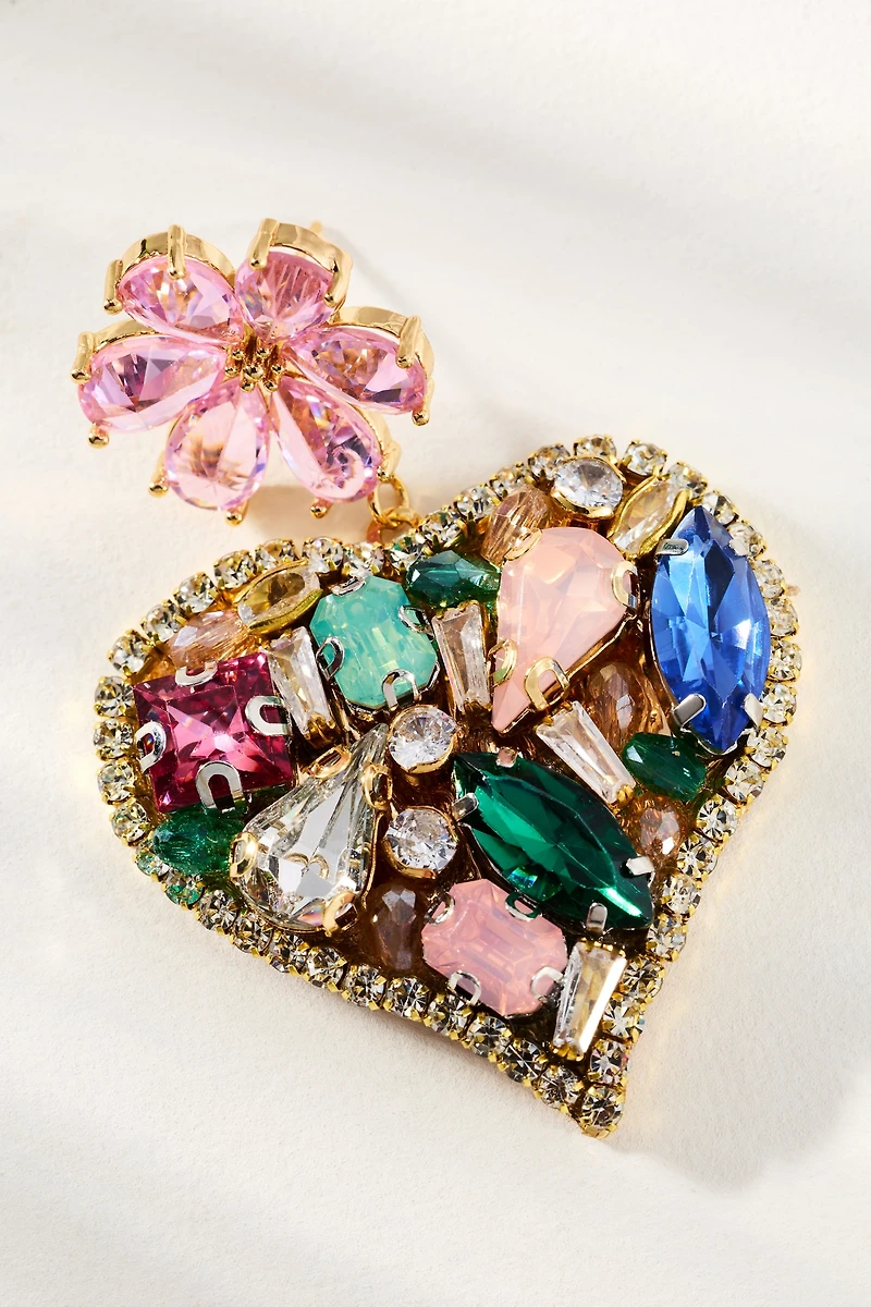 Colorful Heart Gem Earrings