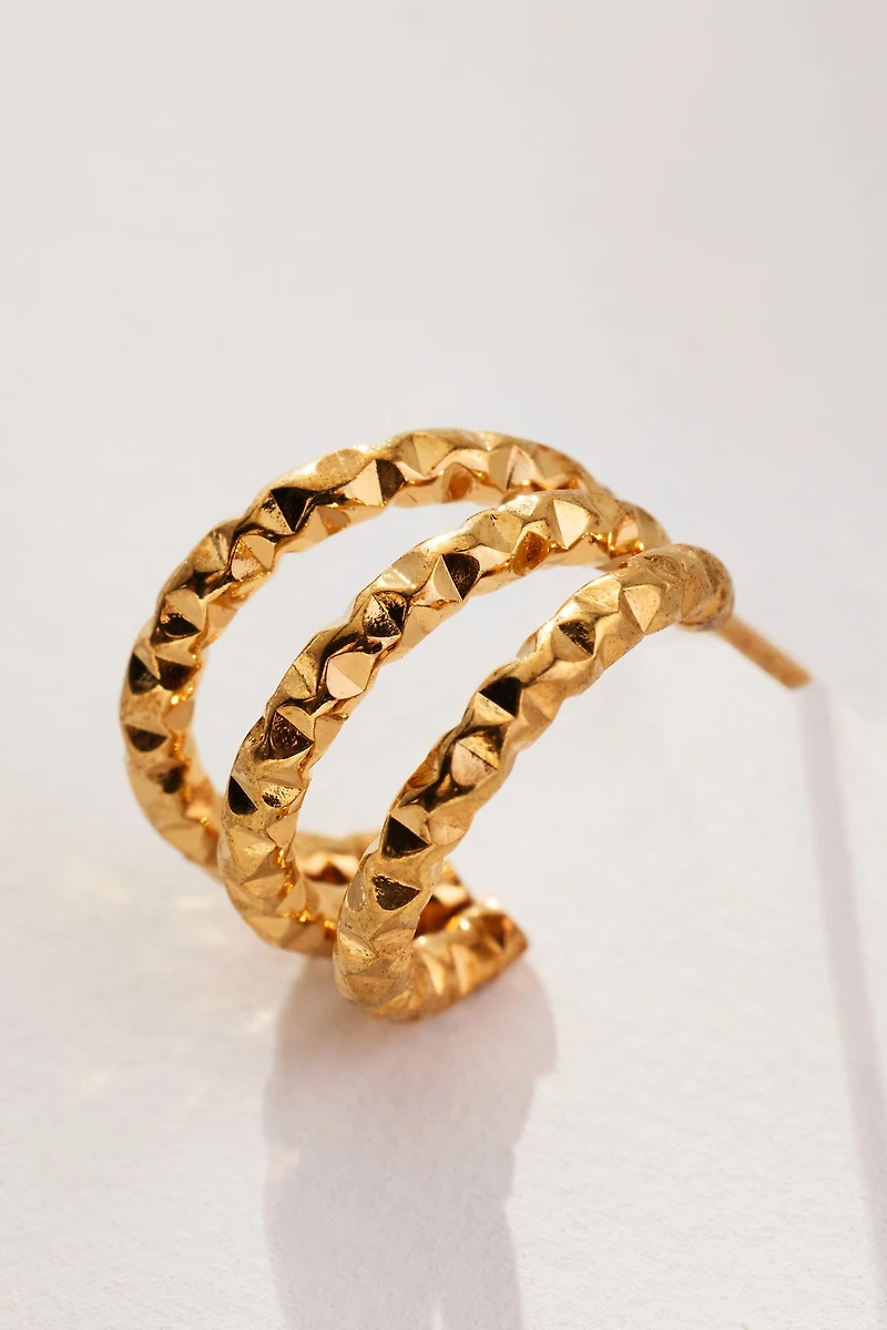 Water-Resistant Textured Huggie Hoop Earrings