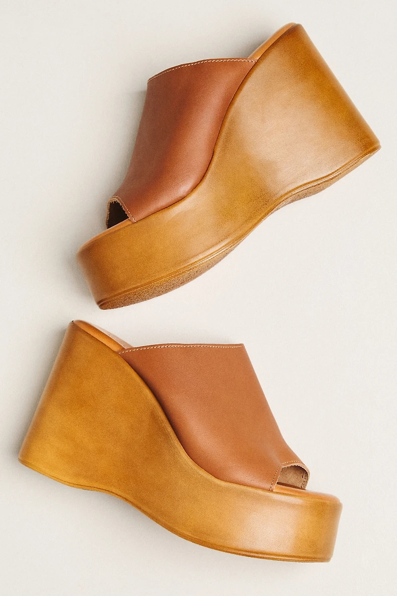 By Anthropologie Wooden Platform Wedge Sandals
