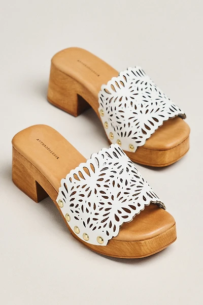 By Anthropologie Scalloped Cutout Platform Sandals