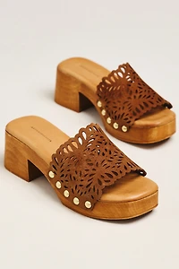 By Anthropologie Scalloped Cutout Platform Sandals