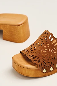 By Anthropologie Scalloped Cutout Platform Sandals