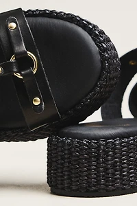 By Anthropologie Studded Multi-Strap Slide Sandals