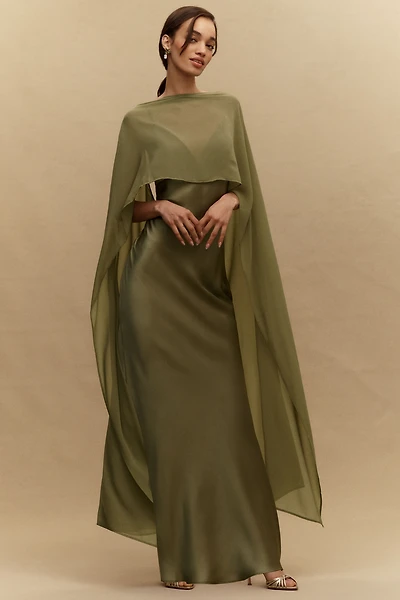 BHLDN Chiffon Cape Maxi Dress