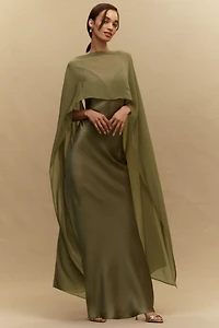 BHLDN Chiffon Cape Maxi Dress